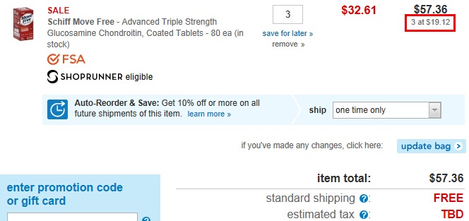 Drugstore:Schiff Move Free 三倍维骨力胶囊享7.5折+满$45再享额外8.5折